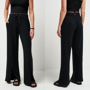 Travis Mathew Hidden Local Wide Leg Full Length Lounge Pants Black Lyocell XL